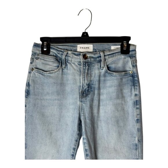 Frame Jeans Women 24 Blue Hemp Blend Bathe Chew Le High Straight‎ Chewed Hem - Picture 3 of 13